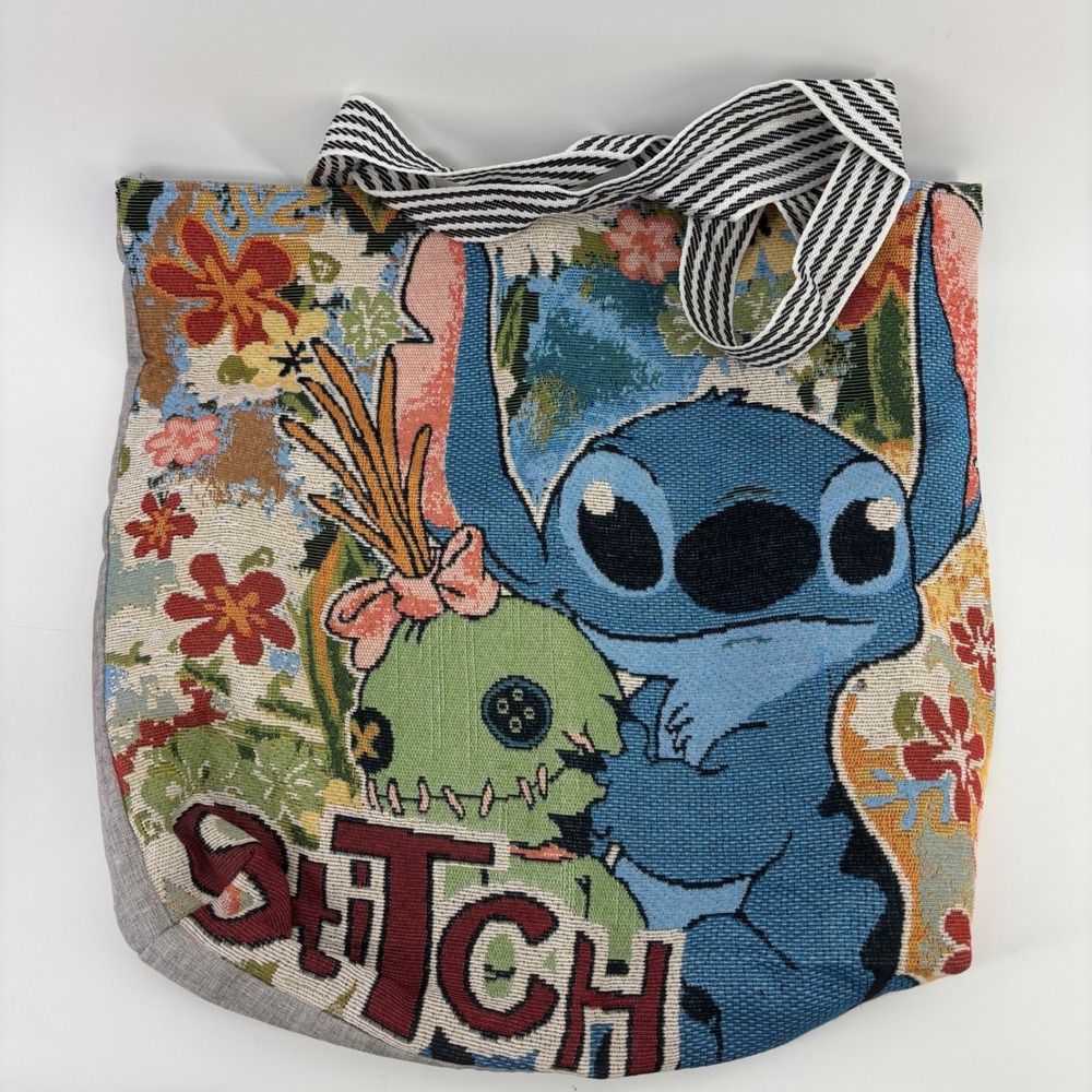 Disney Stitch Tote Bag Unisex OS Multi-Color Tapestry Floral Scrump